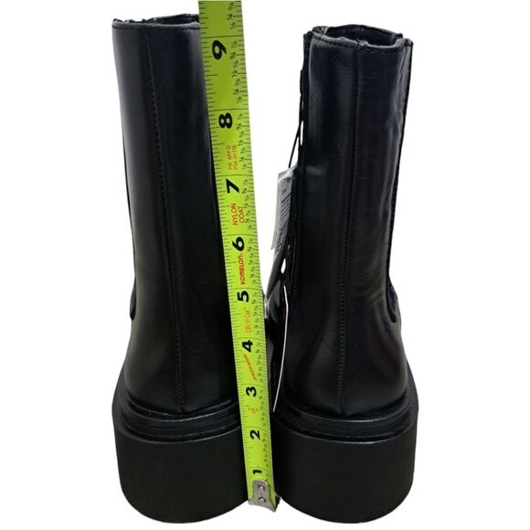 Zara Leather Square Toe Platform Chunky Streetwear Boot Size 37 - Black - Picture 7 of 15